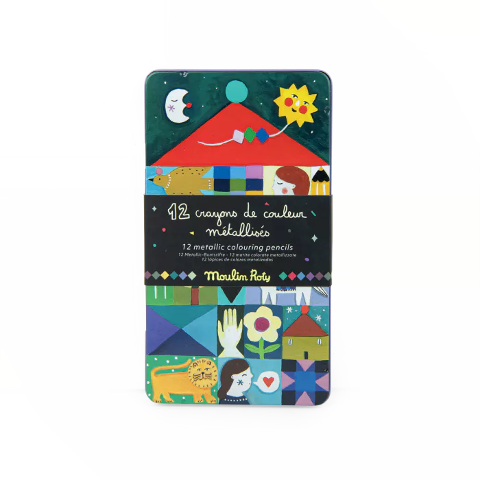 Lata lápices de colores metalizados
