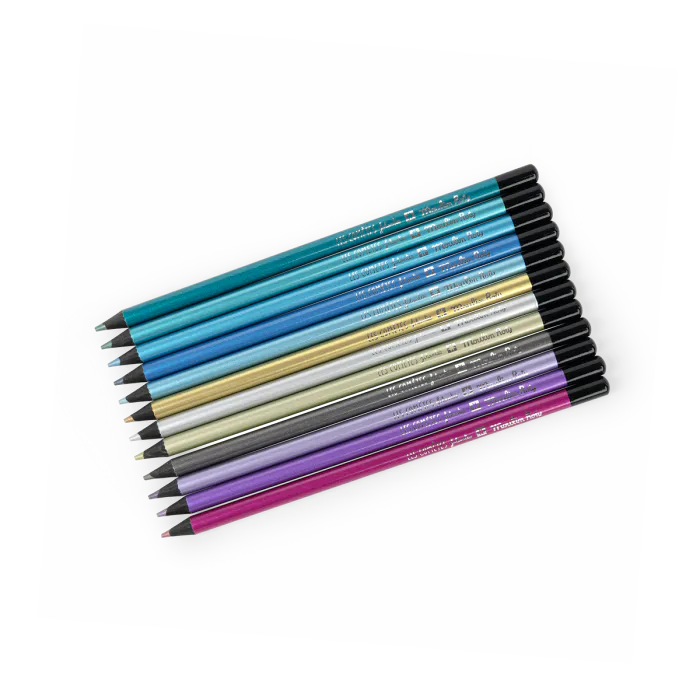 Lata lápices de colores metalizados