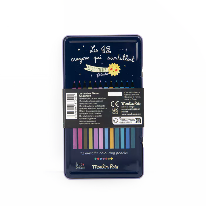 Lata lápices de colores metalizados