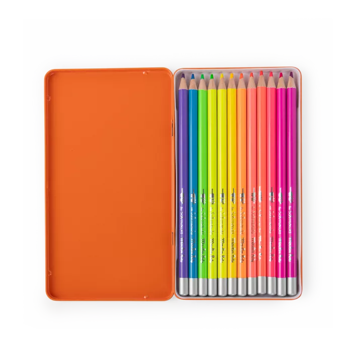 Lata lápices de colores neón