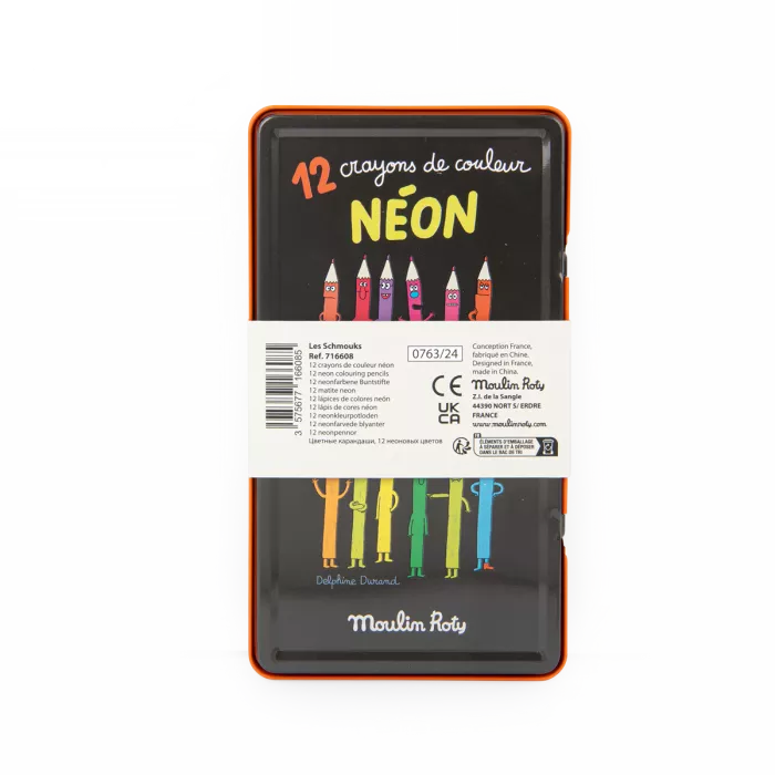 Lata lápices de colores neón