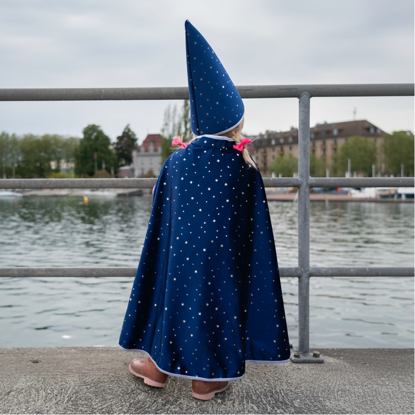 Capa y sombrero Blue Wizard