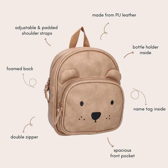 Mochila de cuero - Osito arena