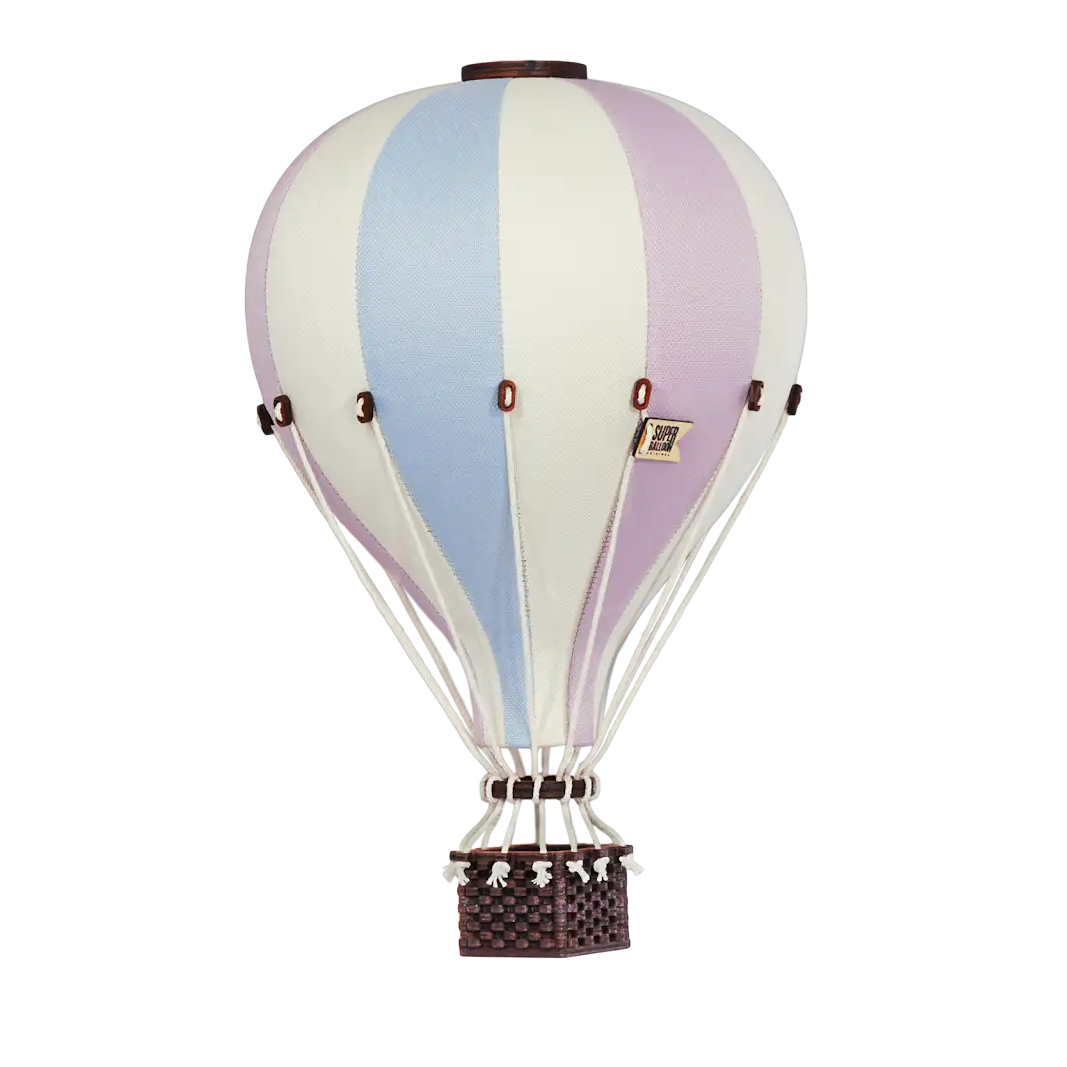 Globo aerostático - Azul, rosa y crema