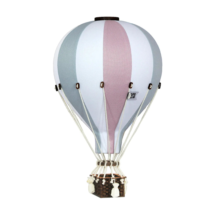 Globo aerostático - Gris, blanco, rosa