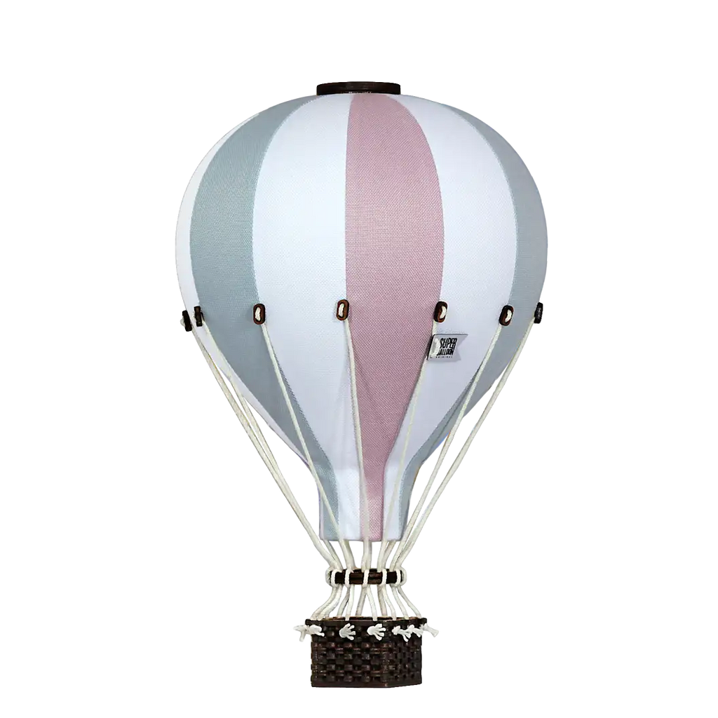 Globo aerostático - Gris, blanco, rosa