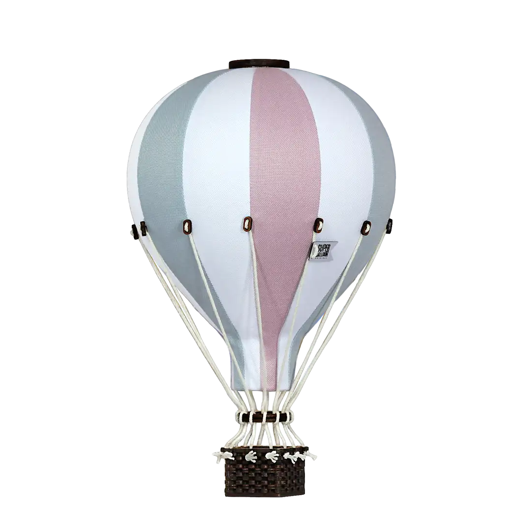 Globo aerostático - Gris, blanco, rosa