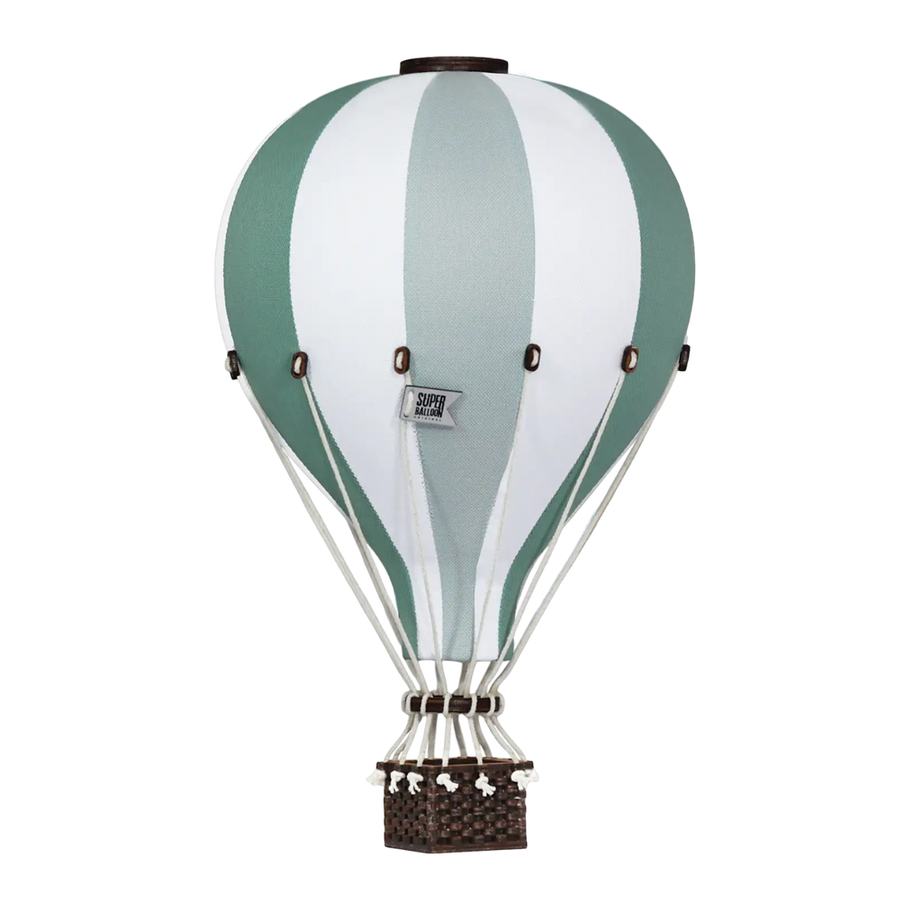 Globo aerostático - Verde, blanco y gris menta