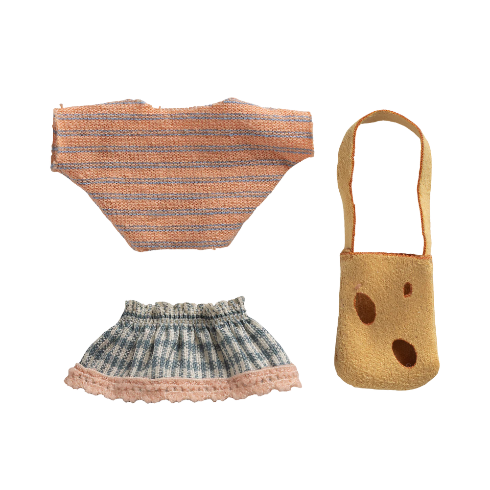 Ropa y bolso, hermana ratona pequeña