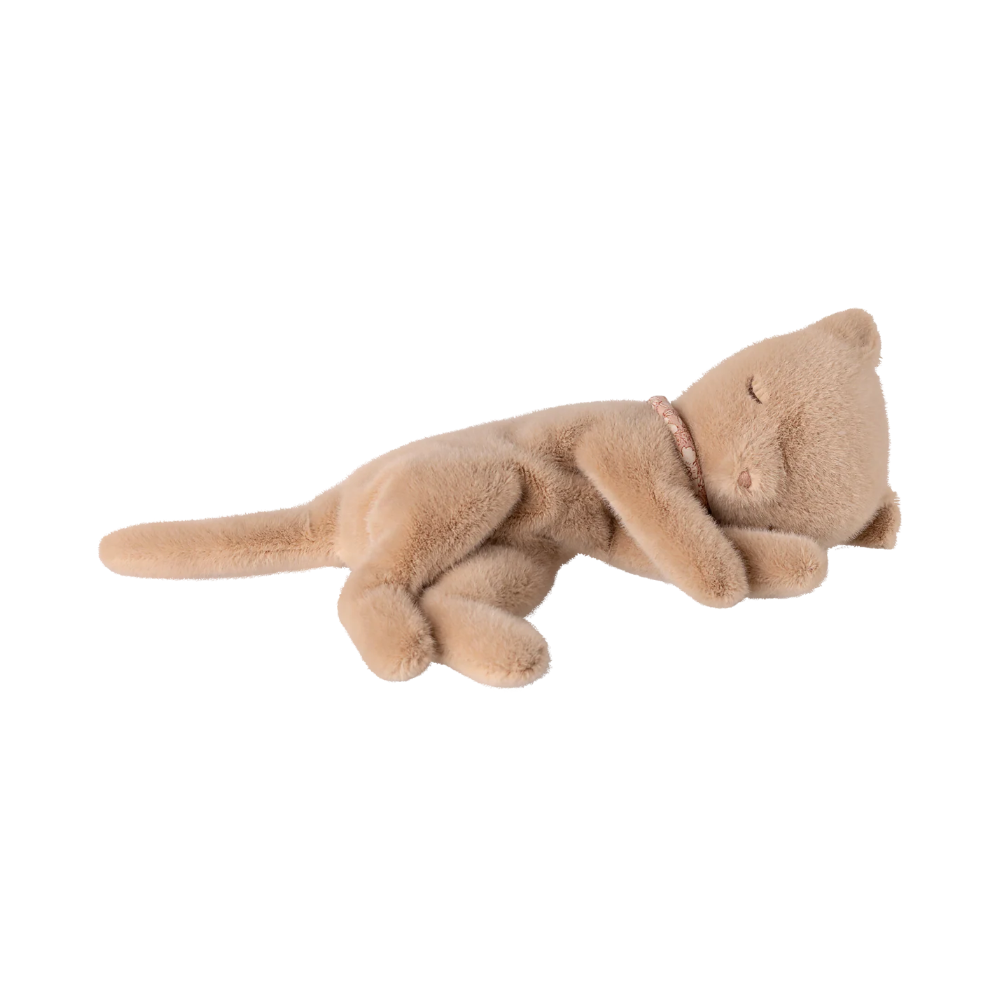 Gatito de peluche dormido pequeño - crema melocoton