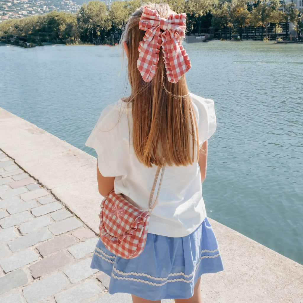 Clip lazo grande Gingham Ruffle