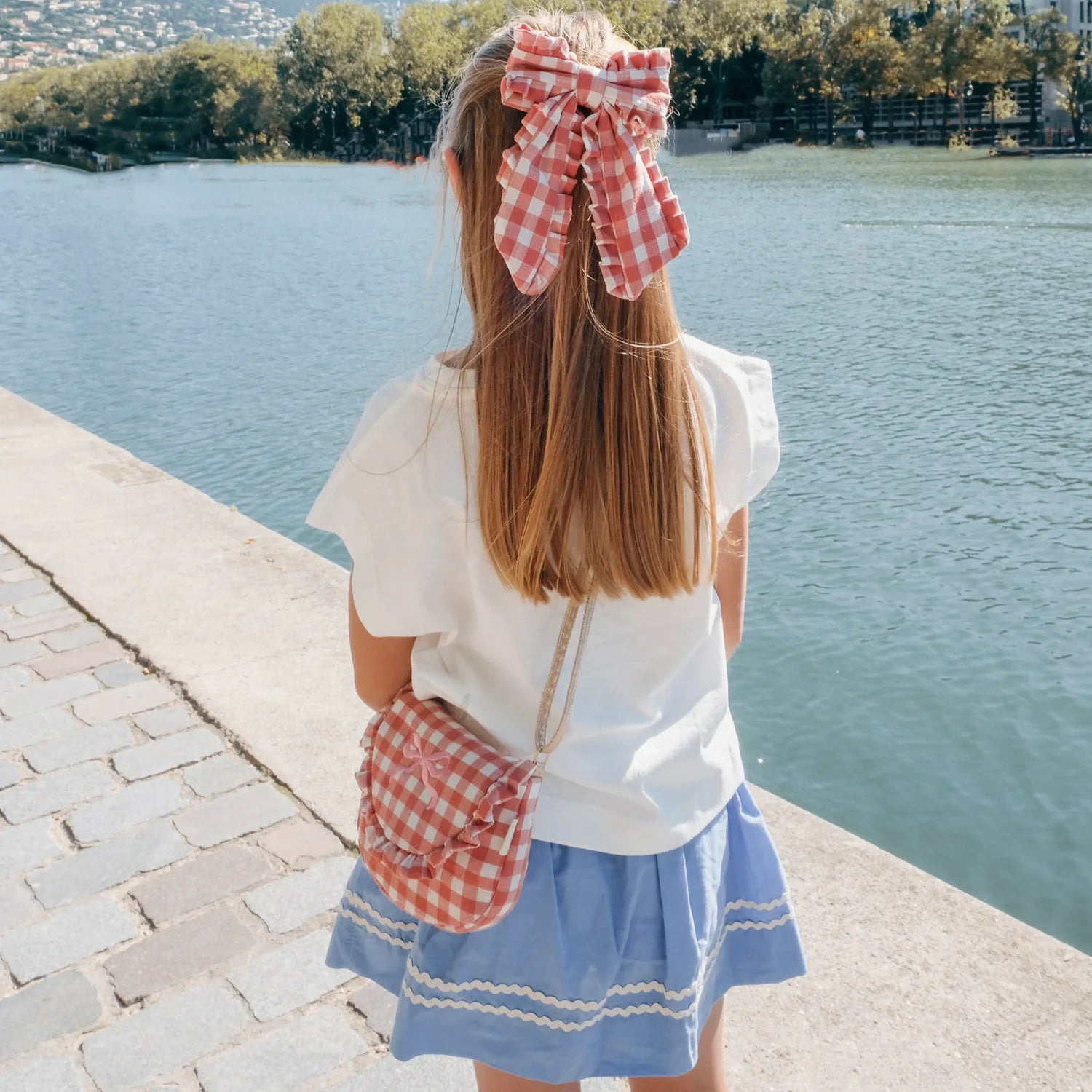 Clip lazo grande Gingham Ruffle