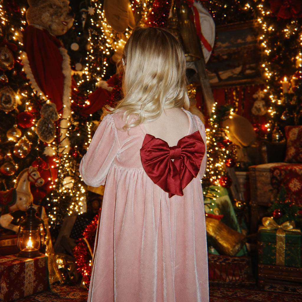 Gia Bow Dress - Cloud Pink
