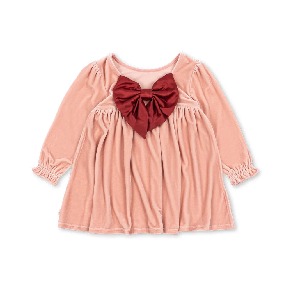 Gia Bow Dress - Cloud Pink