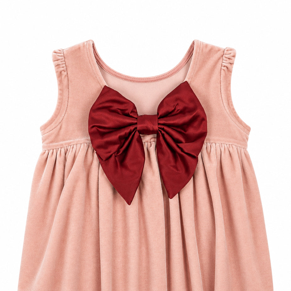 Gia Bow Dress - Cloud Pink