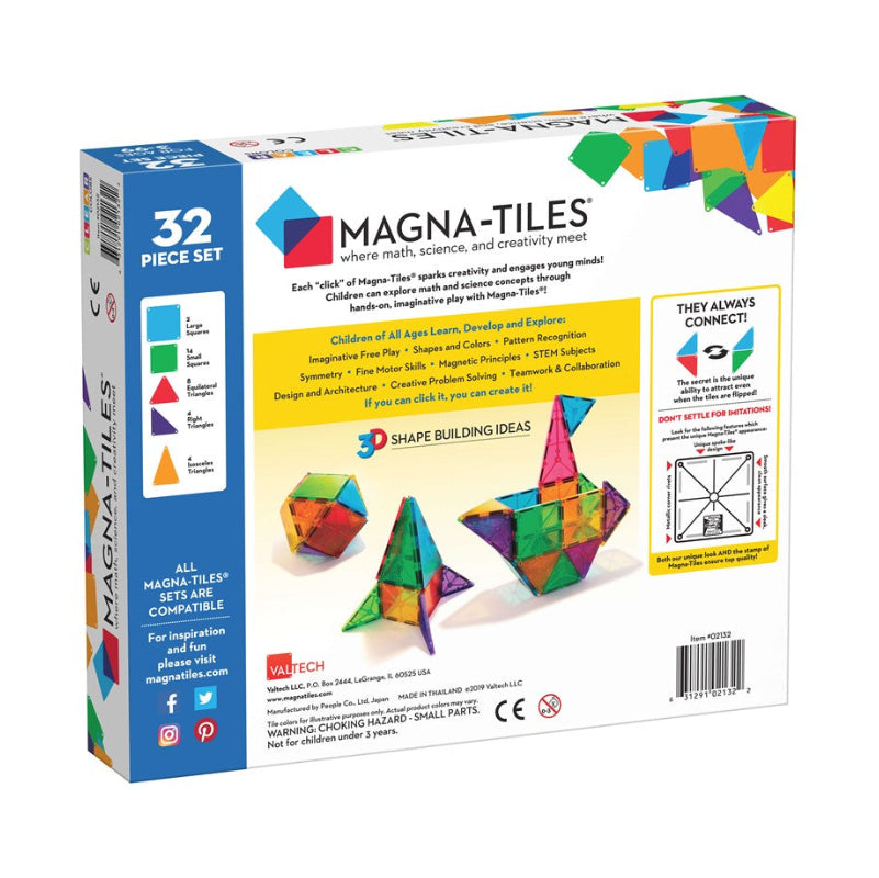 Magna-tiles clear col 32pcs