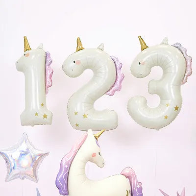 Globo Foil Números Unicornio
