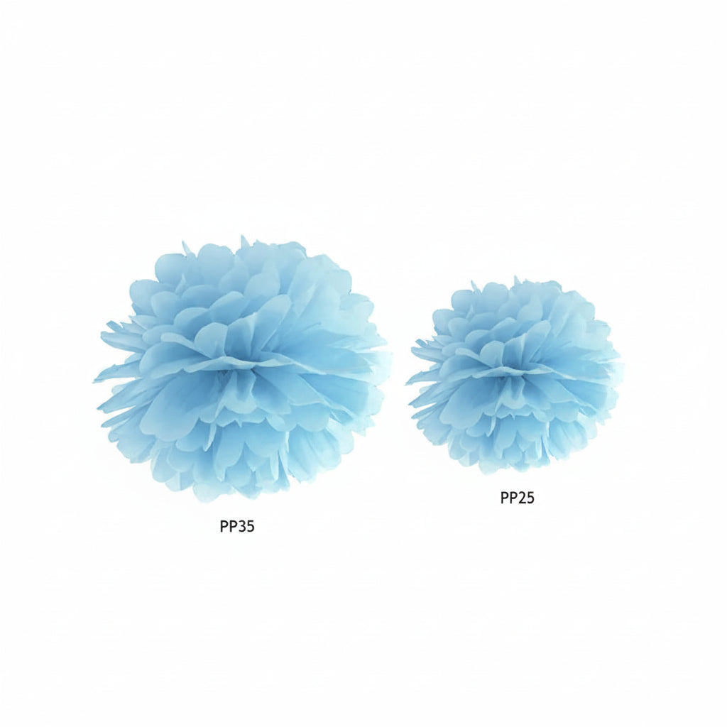 Pompón de Papel Tissue Misty Blue
