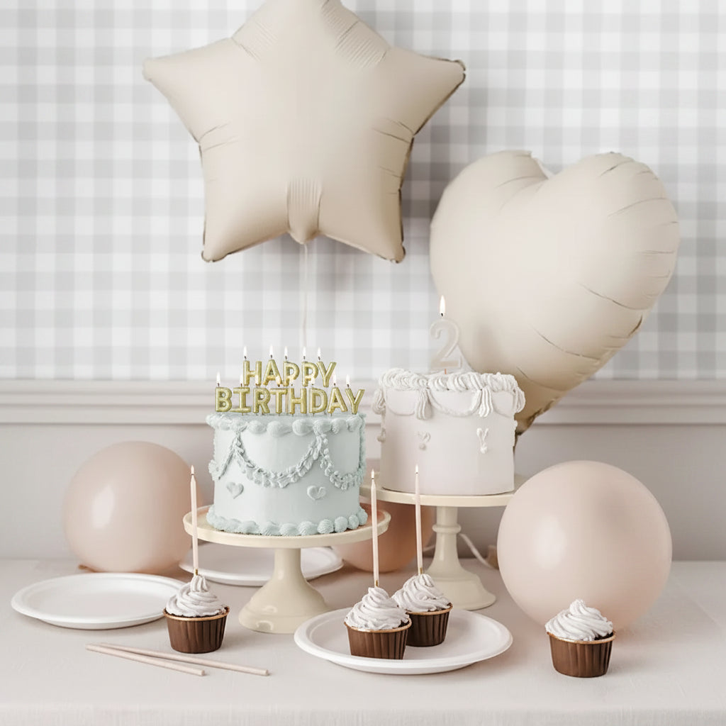 Velas de Cumpleaños Lisas Beige