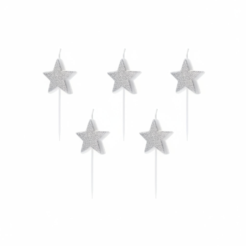 Velas de Cumpleaños Stars Plateadas