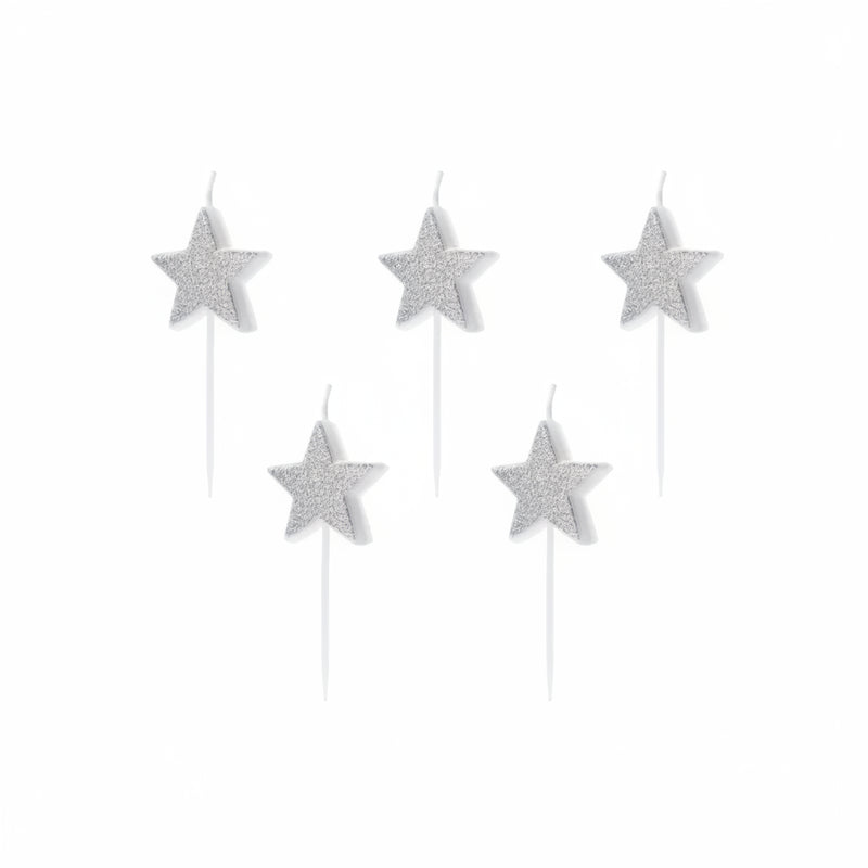 Velas de Cumpleaños Stars Plateadas