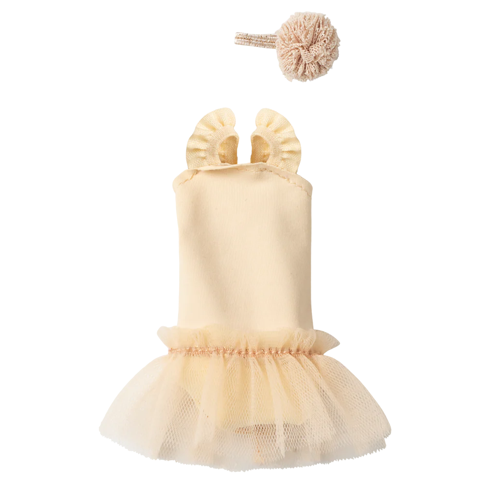Traje de ballet y falda color crema, Talla 1