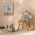 Elefante de peluche grande - azul/gris
