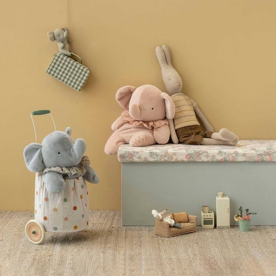 Elefante de peluche grande - azul/gris